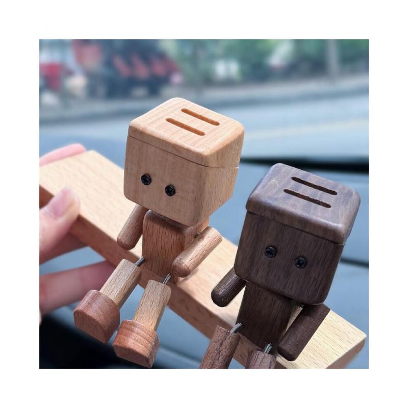 Trembling Wooden Figures with Wobbly Legs, Dolls That Can Be Used As Decoration for Car or Household Fixtures, Walnut