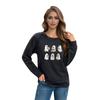 Women's Casual  Raglan O-neck Long Sleeve Halloween Print Top