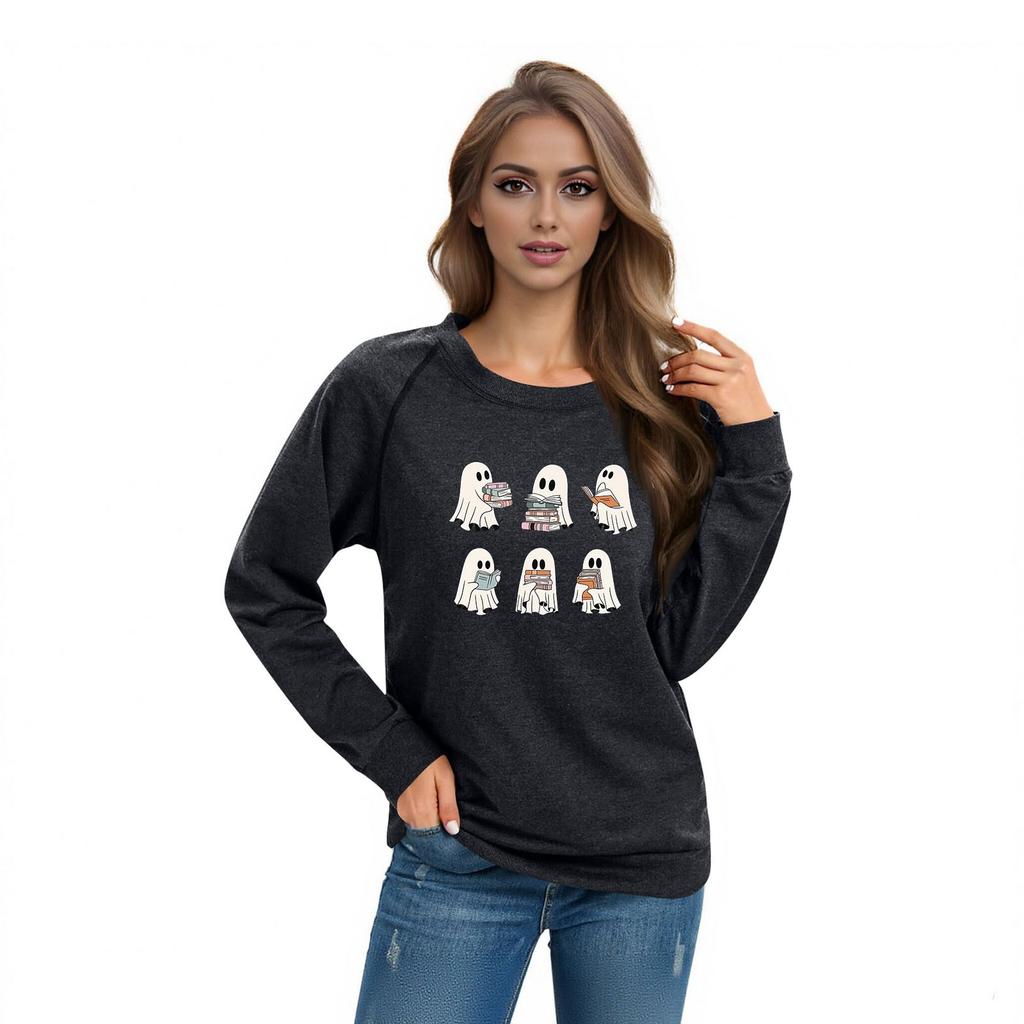Women's Casual  Raglan O-neck Long Sleeve Halloween Print Top