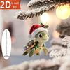 Turtle Shape Christmas Ornament with Santa Hat 2D Acrylic Xmas Tree Decor for Indoor