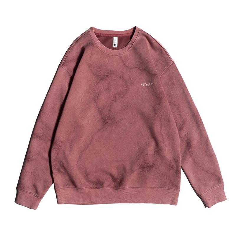 Autumn American Retro Heavy Washed Sweater Men'S Loose Trend Round Neck Long Sleeves On Clothes