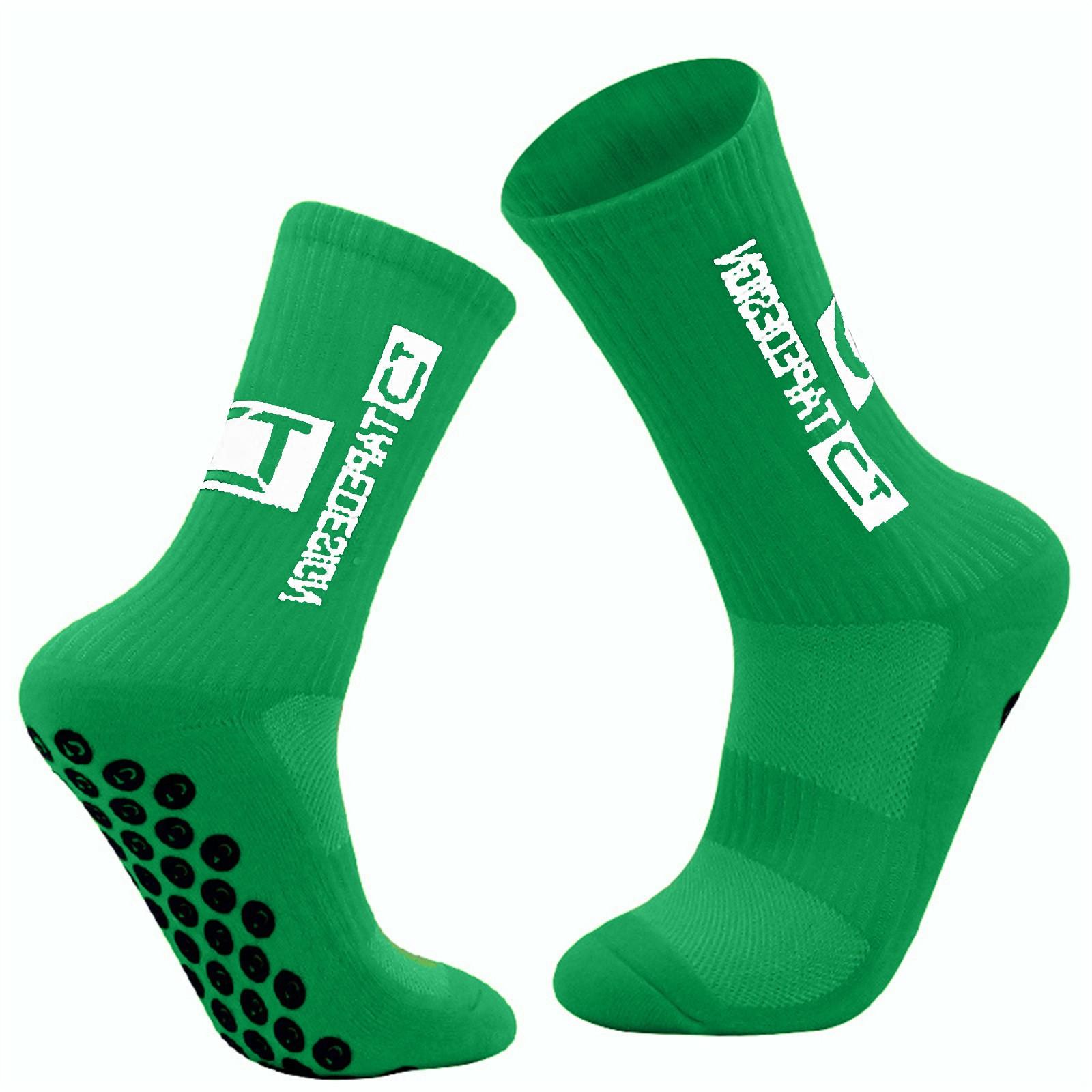 Adult Football Socks Mid-Calf Sports Socks Non-Slip Thickened Terry Bottom Sweat-Absorbing Cotton Training Socks One Size Fits All One Size зелёный