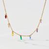Colorful Summer Dream, Colored Zircon Necklace, Girl Stainless Steel O-Shaped Necklace Does Not Fade