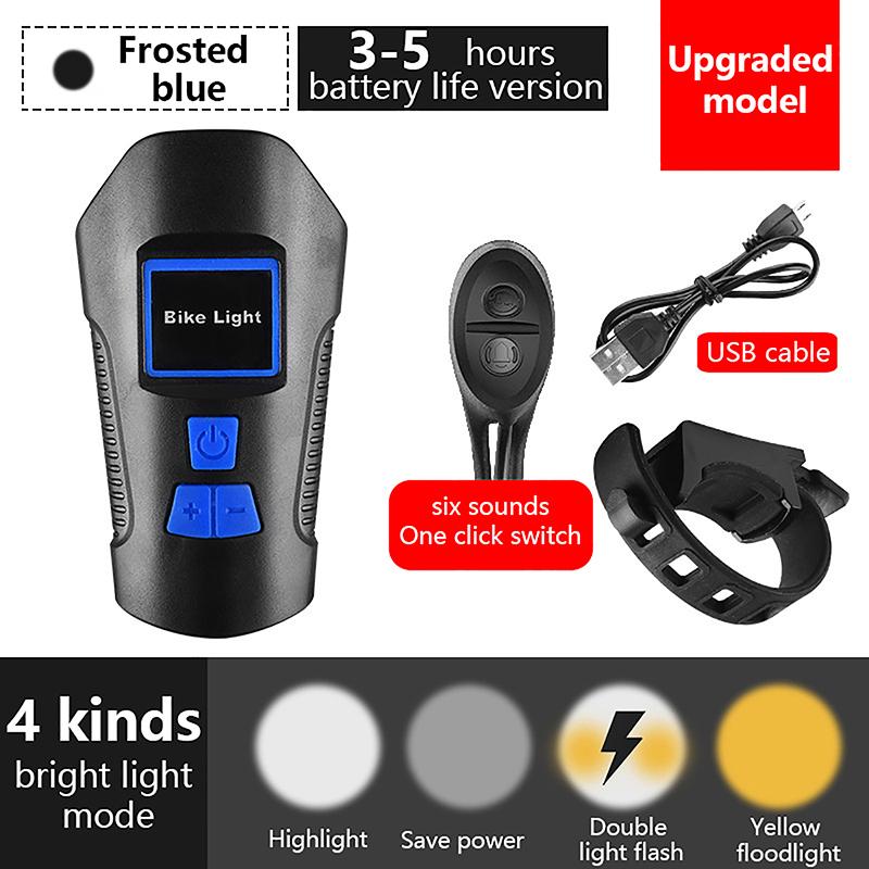 Waterproof Bicycle Light Usb Charging Bike Front Light Flashlight Handlebar Cycling Head Light W/ Horn Speed Meter Lcd Screen
