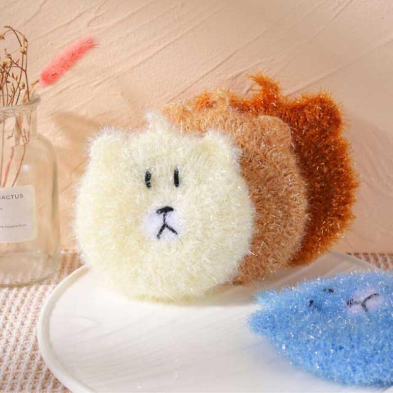 Teddy Bear Dishcloth Acrylic Hand-knitted Dishcloth Set of 4