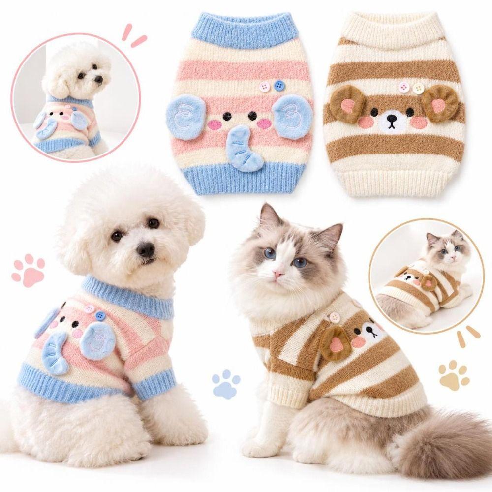 Striped Pet Knit Sweater Knitted Pet Warm Coat New Cat Dog Sweater for Cats
