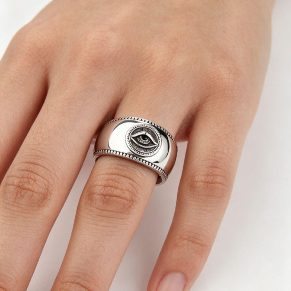 Gotischer Punk Augen Fingerring Verstellbar Silberringe Mode Öffnungsringe Herren Damen