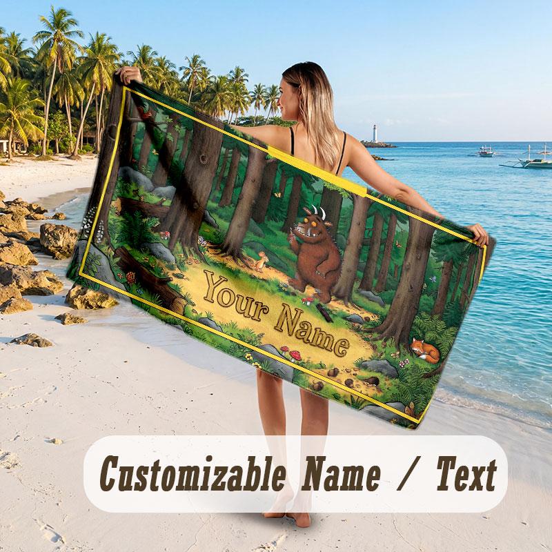 Personalized Beach Towel,The Gruffalo Custom Printed Name Text, Super Absorbent Towel For Beach Vacation