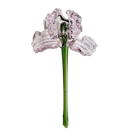 Handmade Glass Flower Decoration with Stem Hand-Blown Mini Floral Plants Figurine Home Living Room Office Table Flower Vase Ornament