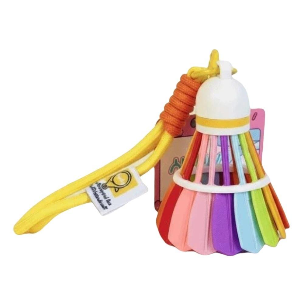 Handicrafts Badminton Key Chain Rainbow Color 3D Printing Key Ring  Backpack Decor