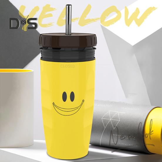 Přenosný cestovní hrnek Twizz Cup nepropustný se slámou Dvouvrstvý izolovaný silikonový Twist design šálky na horké/studené pití pro děti, studenty
