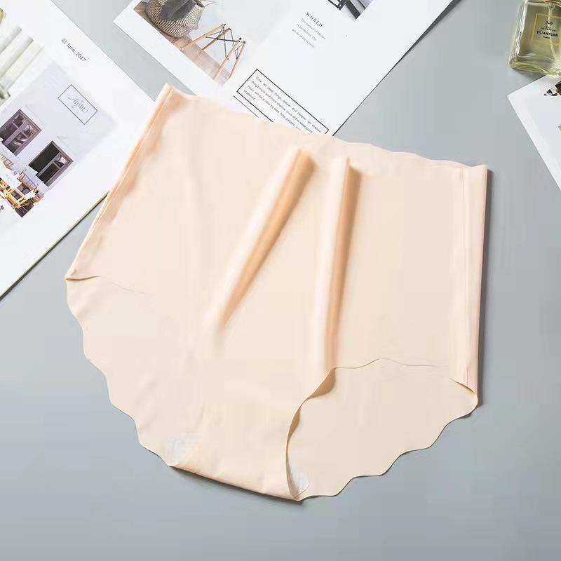 

High-Waisted Seamless Ice Silk Panties - Women s Summer Cute Abdomen Control. XL (120-145 lbs)