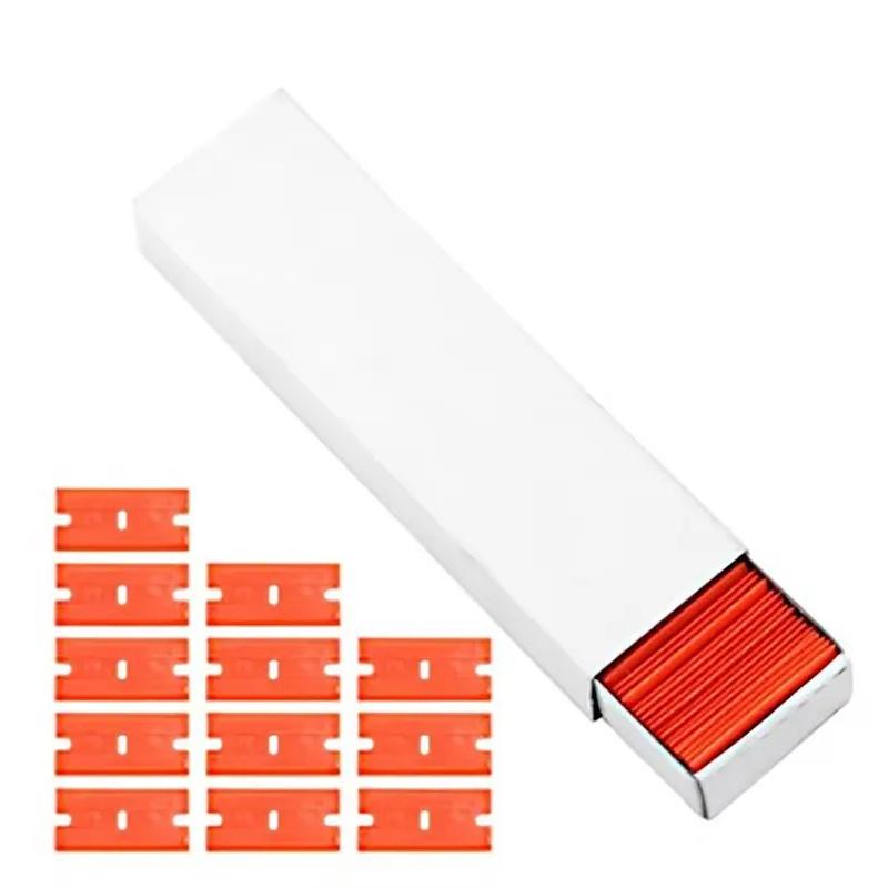 100 Pieces Two Cutting Plastic Razor Blade Label Clean Razor Glue Remover Window Glass Clean Scraper Car Wrap Sticker Squeegee