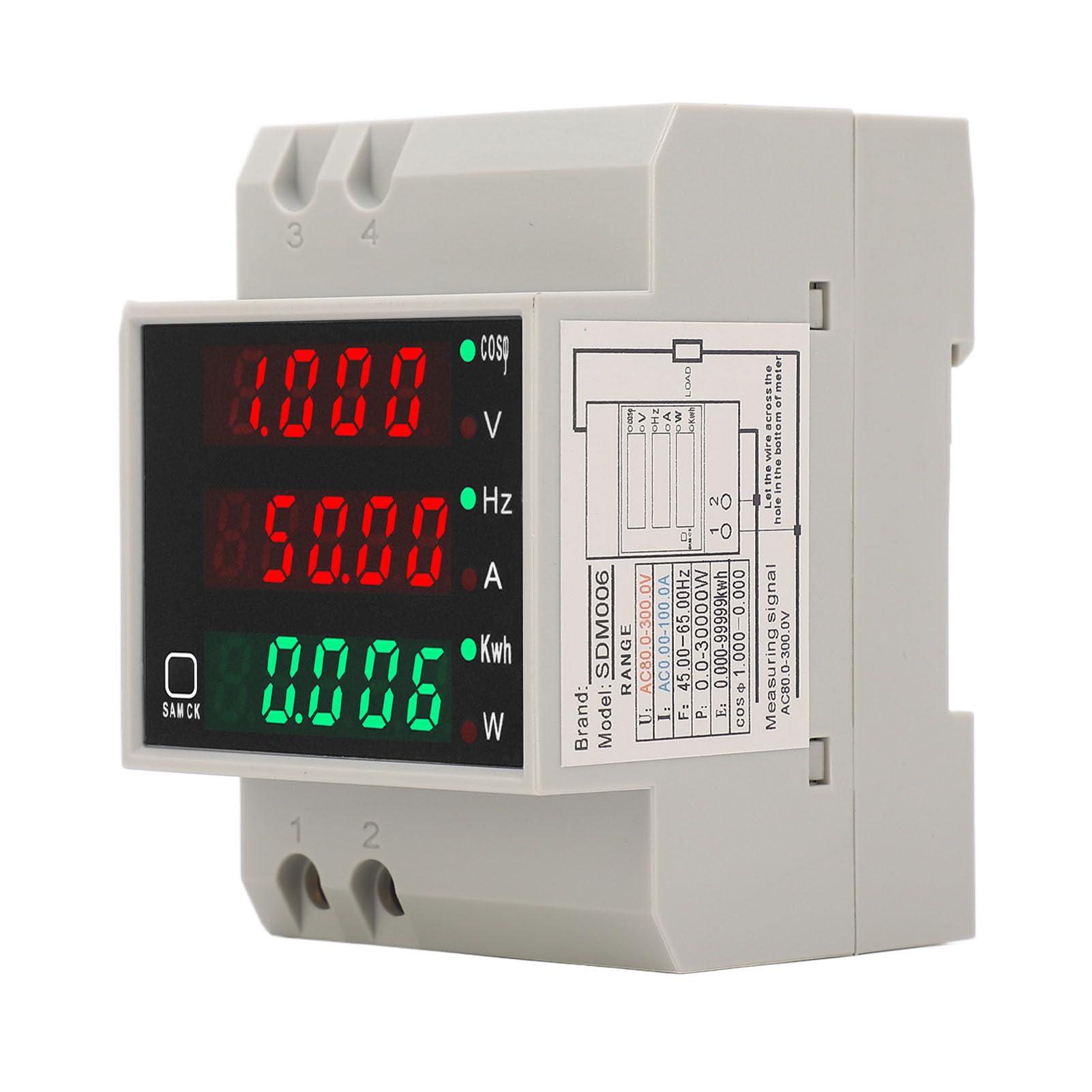 

Jeffergarden Electricity Meter Monitor AC Digital Wattmeter Voltage Current Power Frequency Tester KWH Usage Meter 80-300V 0-100A