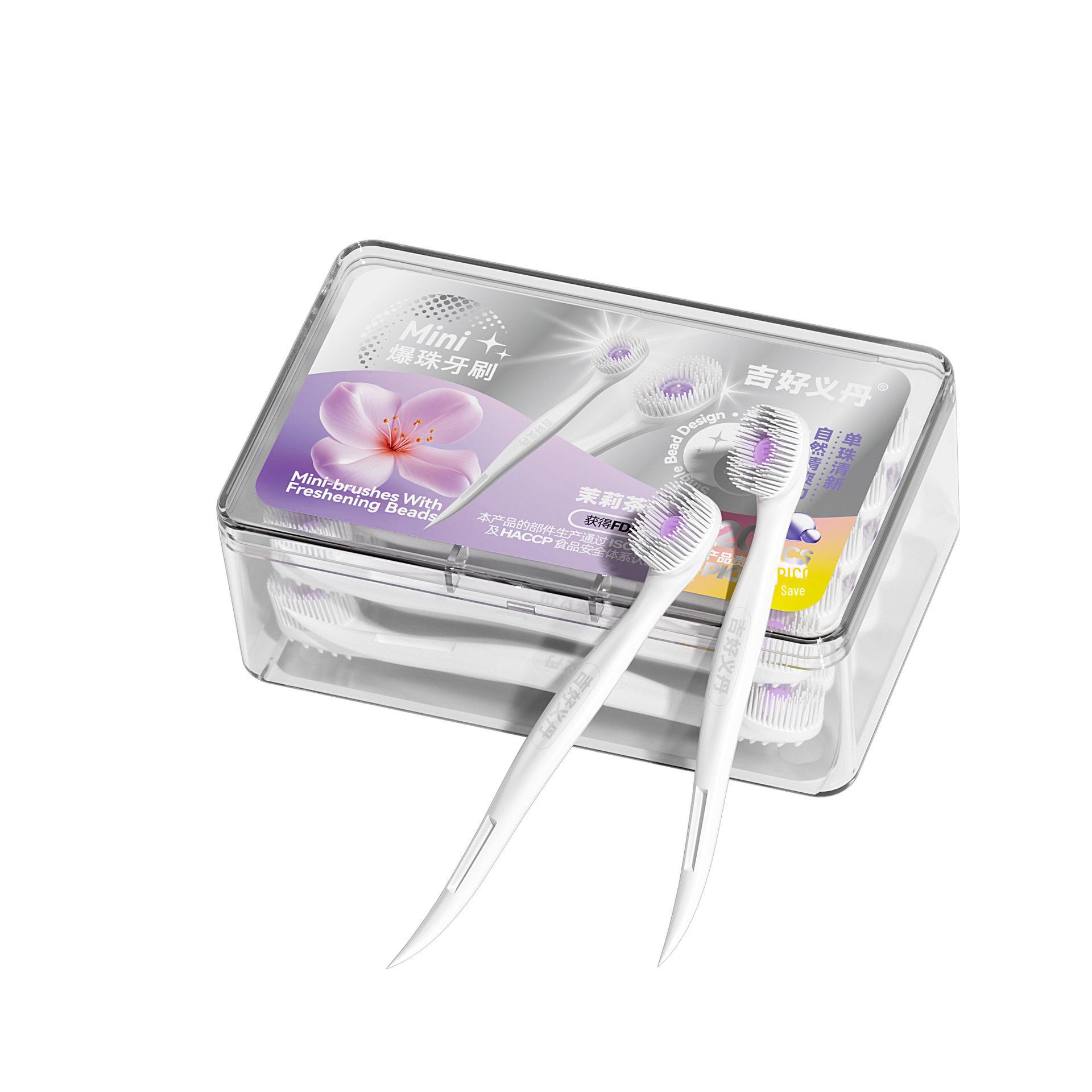 

Портативна зубна щітка для дорослих з м’якою щетиною з розривним кульком, окремо упакована для домашнього використання New packaging - Jasmine flavor 20 sticks/box