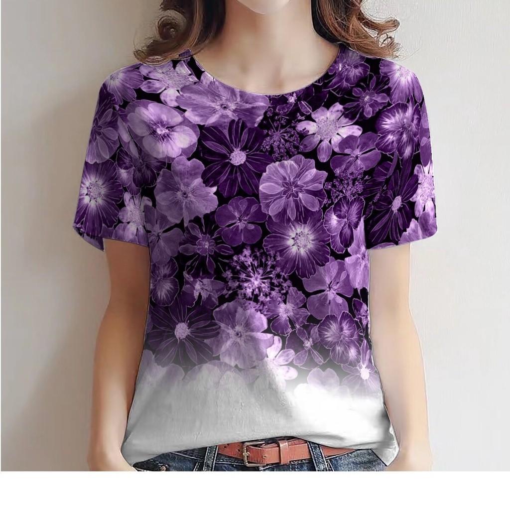 Summer Flower 3D Print T-shirts Women Streetwear Fashion Casual Short Sleeve T Shirt O-neck Tees Tops Clothing