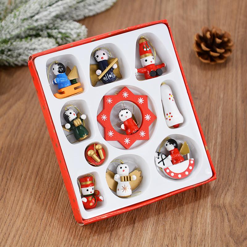 Wooden Train Pendants Christmas Tree Mini Hanging Doll Ornaments Decoration for Home Navidad Noel Xmas New Year Gifts