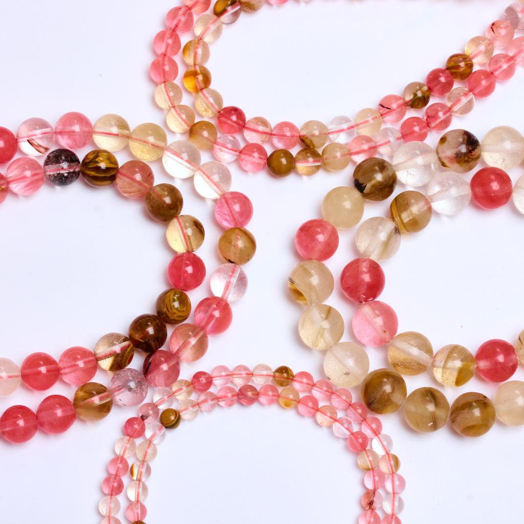 30-60Pcs 4/6/8/10mm Natural Watermelon Peel Smooth Round Loose Bead Beads Make DIY Bracelet Necklace