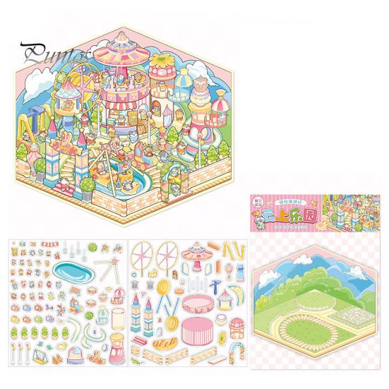 4 Pcs DIY 3D Scene Stickers Cartoon Cat Leisure Life Stickers for Adults Teen Kids Make Your Own Scene Stickers for Stress Relief