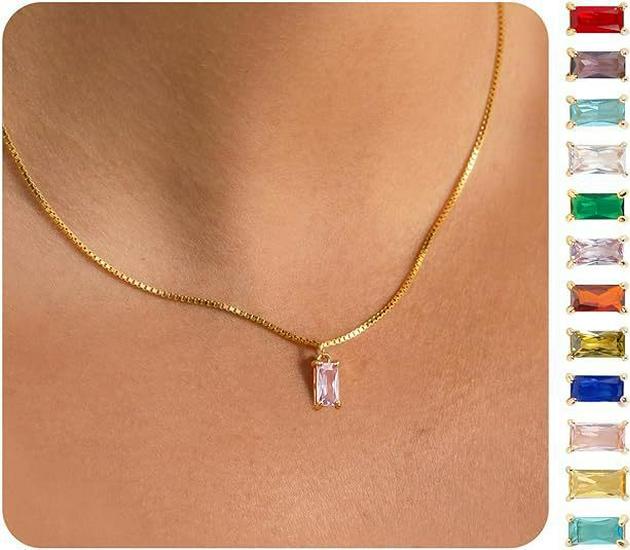 Gold-Plated Zircon Birthstone Pendant Necklace for December