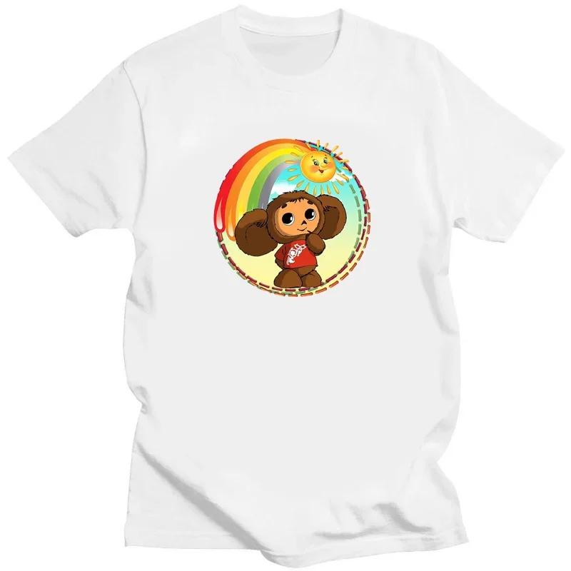 Short Sleeve White Clothing Tees Kawaii Fashion Cartoon Cheburashka Funny T-shirt for Boys Girls Summer Print funny tops tee