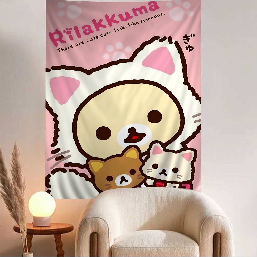 Cute Bear RRilakkumas Cartoon Tapestry Art Science Fiction Room Home Decor Art Home Decor