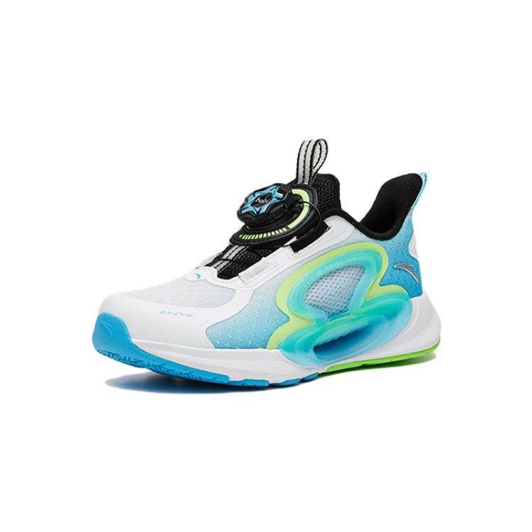 Anta Monthly Physical Test Non-Slip Wear-Resistant Low-Top Kids Running Shoes Kids sneaker White Blue Green 312329905H-2