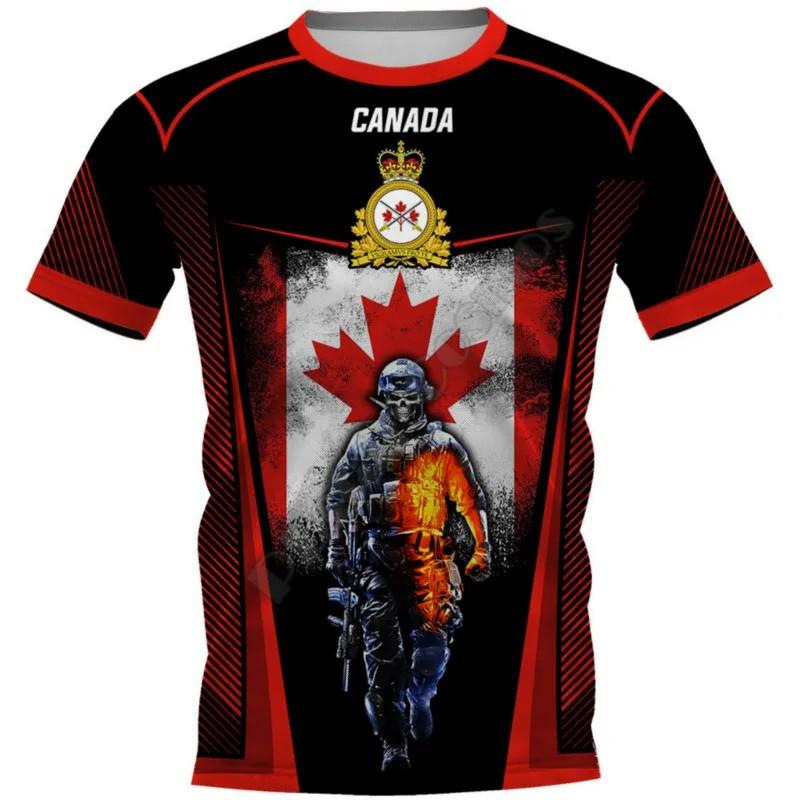 Kanadská vlajka Národní znak Tištěný vzor javorového listu Harajuku Pánská Dámská Móda Street Crew-neck Tričko s krátkým rukávem