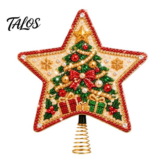 Unique Christmas Tree Accessories DIY Topper Star Kit with Faux Pearl & Rhinestone Materials, Santa Snowman Reindeer Festive Home Ornament Making