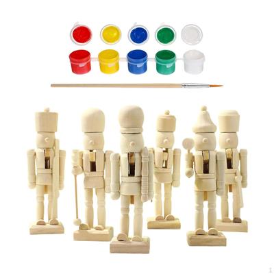 6Pcs DIY Wooden Christmas Nutcrackers Gifts Art Projects Blank Unfinished Nutcracker