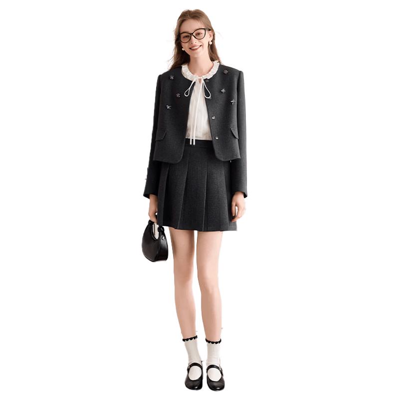 

Women s Grey Tweed Two-Piece Outfit M