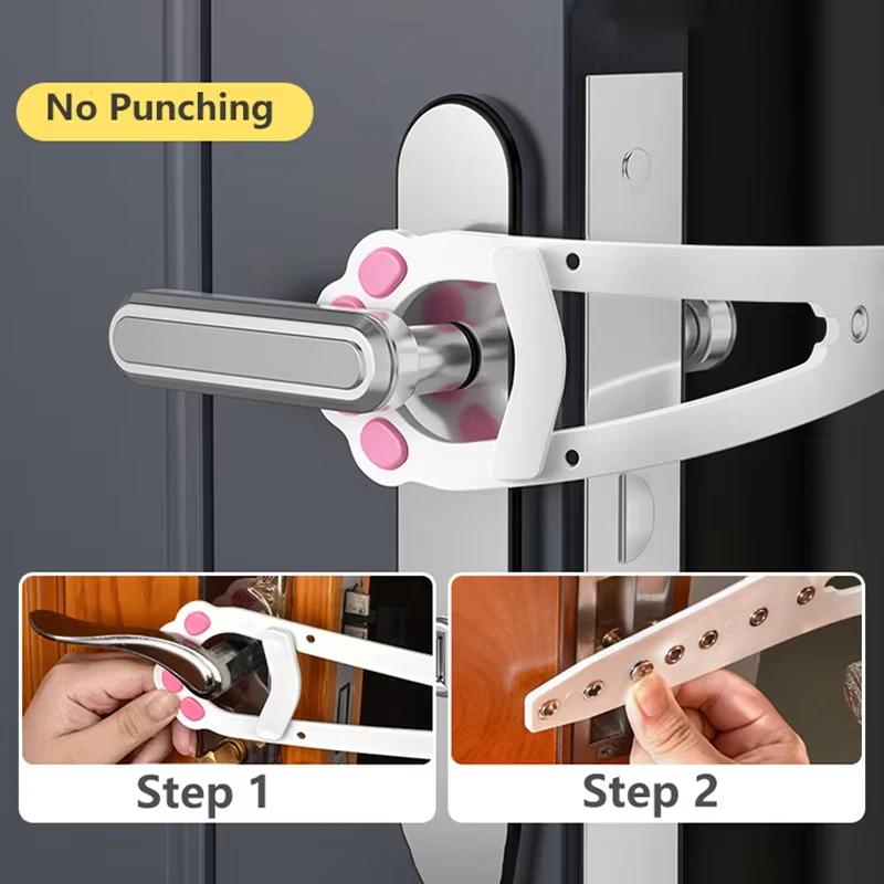 Punch-Free Pet Door Opener Adjustable Cat Door Holder Latch Easy Installation Pet Flap Door for Dog Cats Pet Supplies