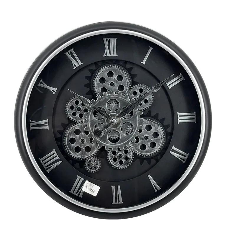 

Luxury Industrial Gear Wall Clock Decoration Retro Silent Mechanical Large Home Decorative Room Art Style Gift Wall Clock 16inch 16 inch