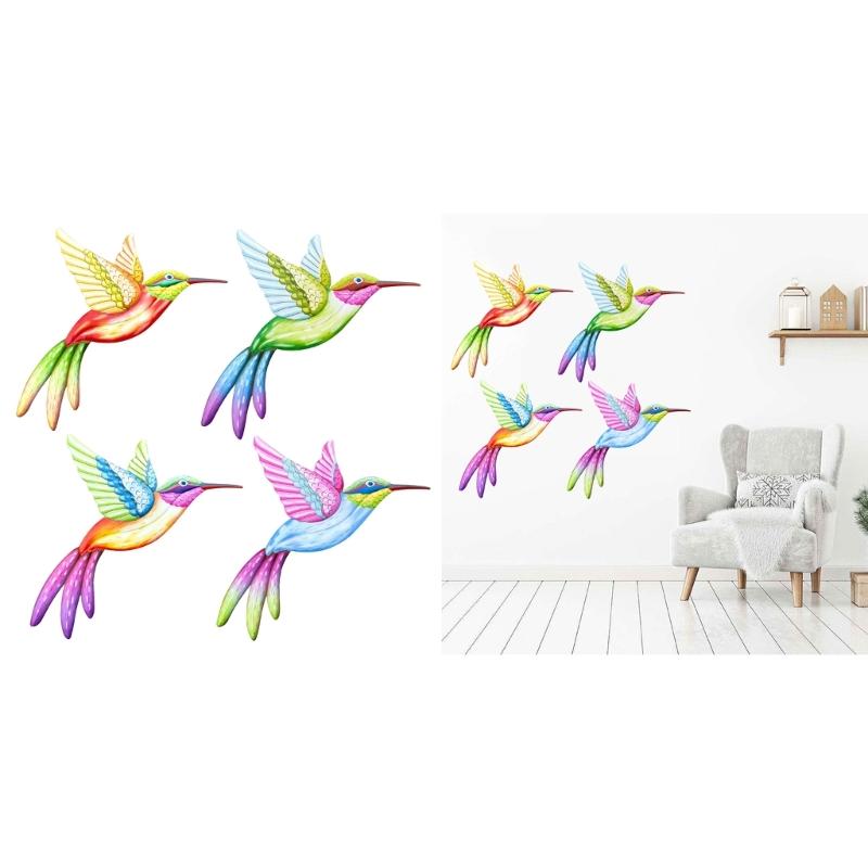 Metal Hummingbird Wall Art Decoration Iron Bird Sculpture Waterproof Wall Hanging Figurines Ornament Decorations