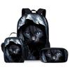 Animal Cat Three Piece Set Backpack+Lunch Bag+Pencil Case For Boy/Girls Children Best Gifts 2D Cartoon Teens Laptop SchoolBag
