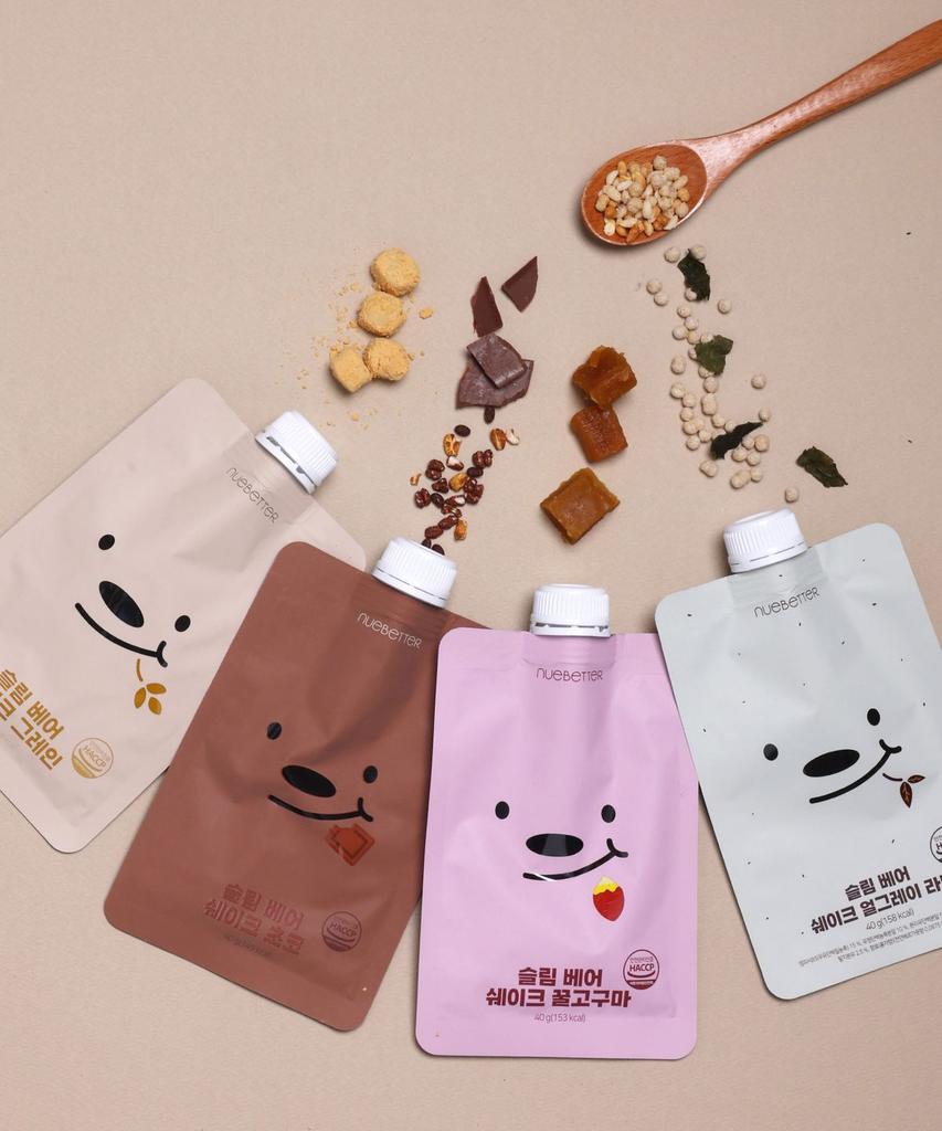 New Better Slim Bear Protein Shake Pouches (4 Flavors, 40g, 5 Packs) Meal Replacement Protein