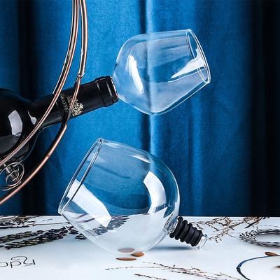 Wine Bottle Glass Topper Drink Directly From the Bottle,Crystal Transparent Shot Glass Cup Wine Decanter with Cork
