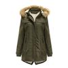 Women's Winter Mid-Length Fleece Detachable Hat Warm Jacket Cotton Coat