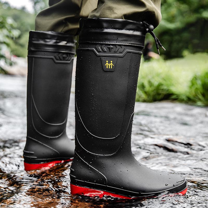 

Men s Plus Size High-Top Waterproof Rain Boots - Versatile Outdoor Korean Style with Thick Sole for Comfort. 44 червоний