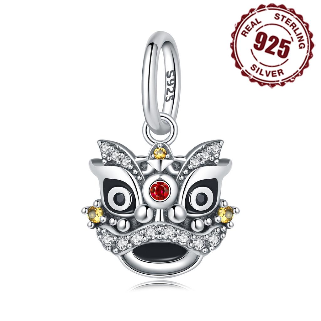 New Copper Chinese Lion Dance Pendant Bead Fit Original Charms Bracelet Jewerly Accessories Party Birthday Gifts