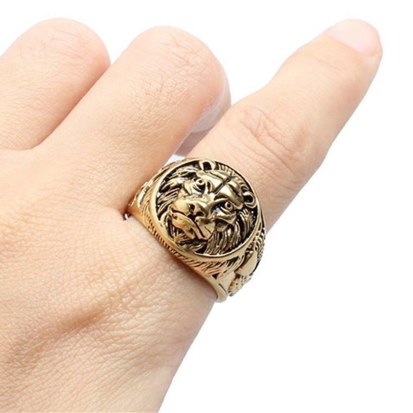 Retro Punk Jewelry Domineering Lion Head Style Lion Ring
