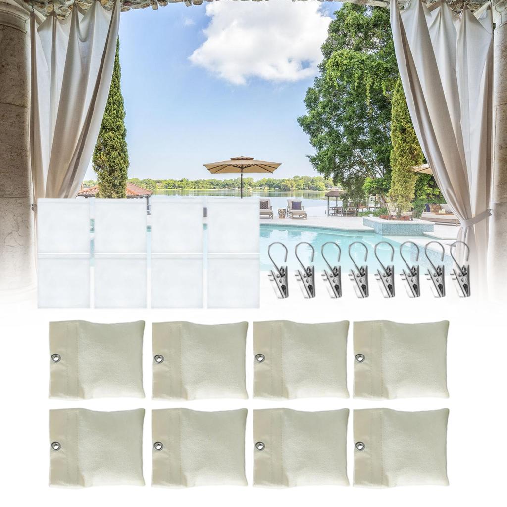 Pack of 8 Outdoor Curtain Weights Sturdy Canvas Wrap Waterproof Designs for Outside Shower Curtains and Tablecloths