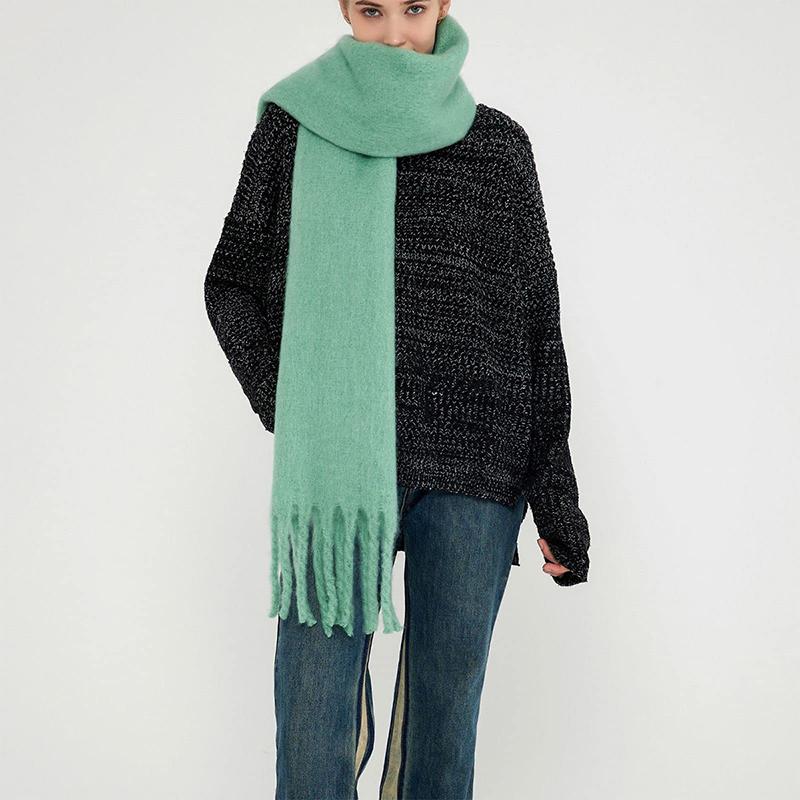 Winter Thick Warm Scarf Women Cashmere Shawl and Wraps Pashmina Neckerchief Bufanda Female Solid Tassel Echarpe Poncho