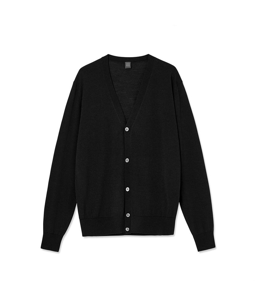 Iolo Silk Blended Classic V Cardigan_Black