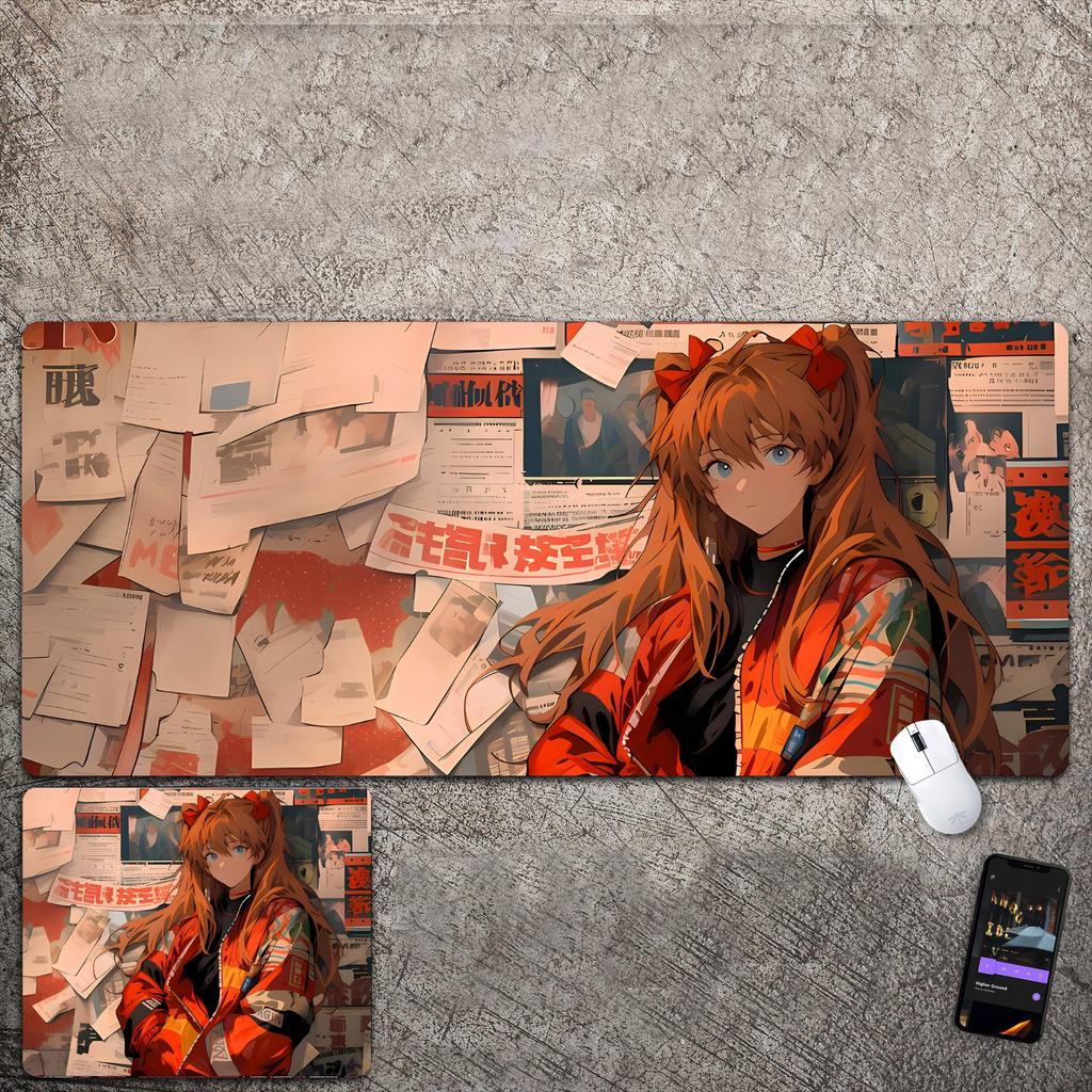 Übergroßes Mauspad mit Anime-Charakter, geeignet für E-Sport, Büro und Schreibtisch.