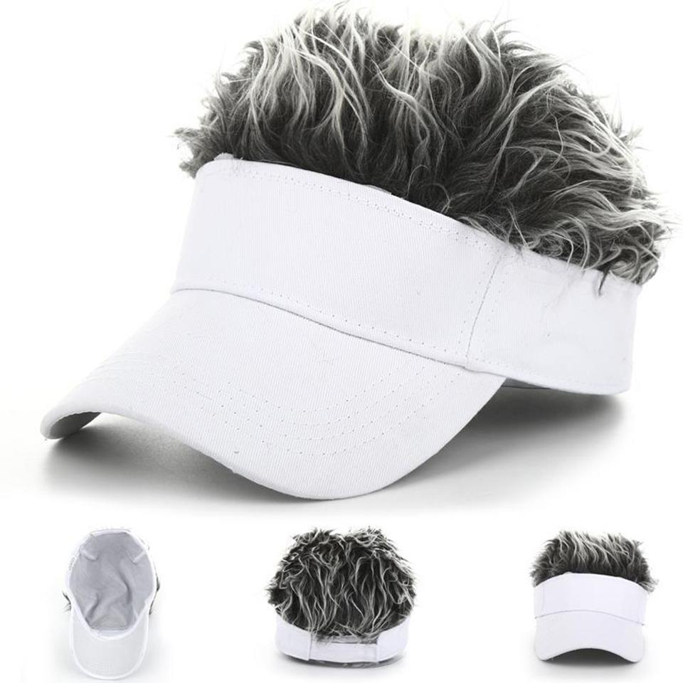 Cappellino da baseball da golf con cappuccio per capelli finti Visiera da sole Fun Toupee Cappelli da uomo a spillo | IT