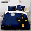 Duvet Cover Halloween Bedding Set Pumpkin Polyester Cartoon Horror Festival Bat Comforter Cover Twin for Kid Adult Gift Bedroom