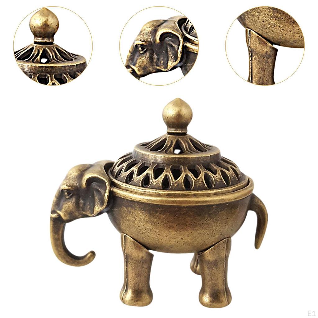 Metall Elefantenhalter Räucherspiralenbrenner Desktop Ornament mit Deckel Retro für Schlafzimmer Wohnzimmer Innenbereich