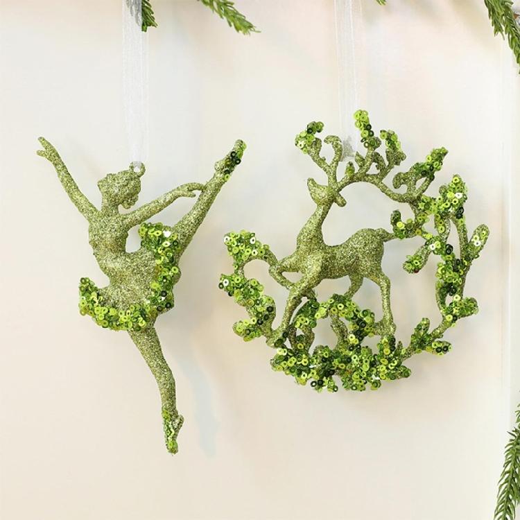 Shatterproof Snowflake Christmas Tree Ornament Glittering Green Acrylic Hanging Decoration Seasonal Accessories