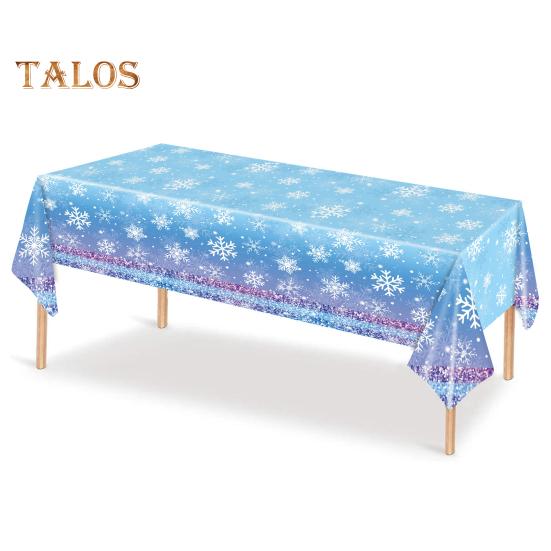 3/6 Pack Christmas Tablecloth Winter Holiday Snowflake Dining Tablecloth Plastic Disposable Table Cover for Christmas Party Decoration